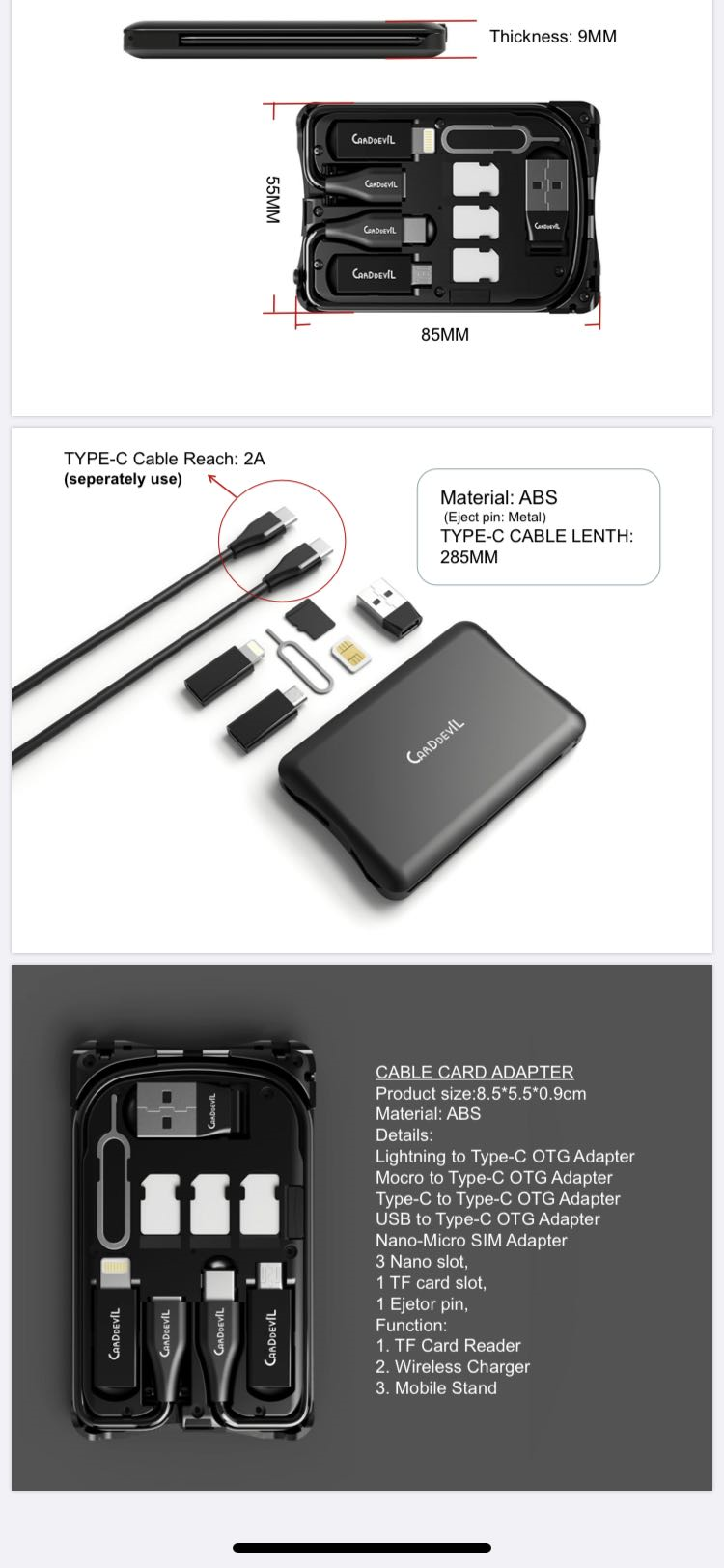 Multifunctional Travel Survival Card All-in-One Data Cable - Survival Dog