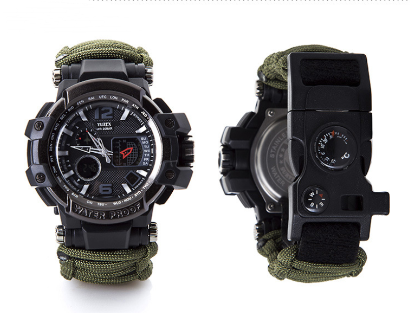 War wolf 2 mechanic outdoor survival survival bracelet life-saving multi-function knife buckle umbrella rope watch waterproof compass - Survival Dog