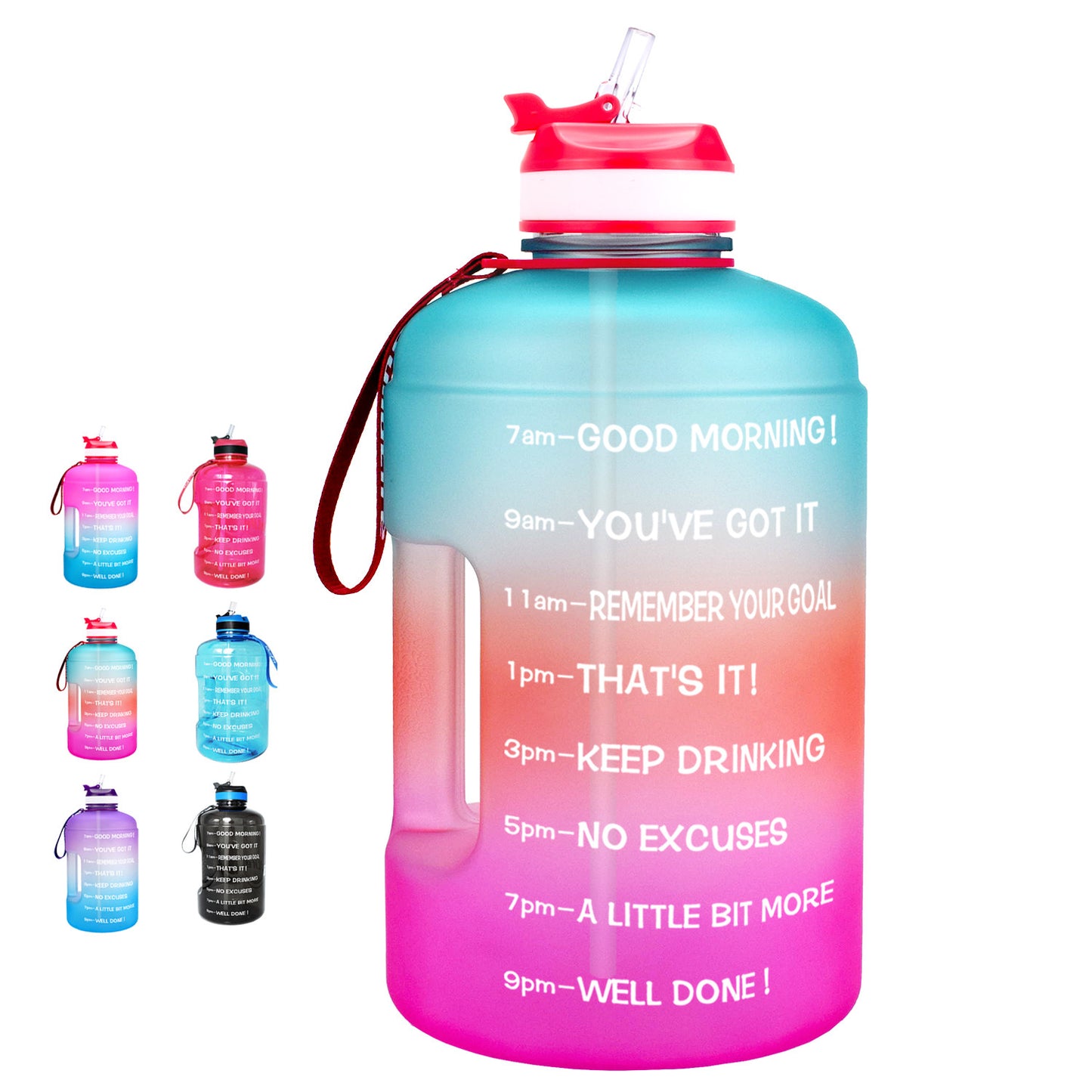 QuiFit 3.78L 2.2L 1.3L 128oz Gallon Water Bottle With Straw