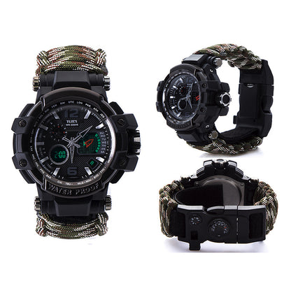 War wolf 2 mechanic outdoor survival survival bracelet life-saving multi-function knife buckle umbrella rope watch waterproof compass - Survival Dog